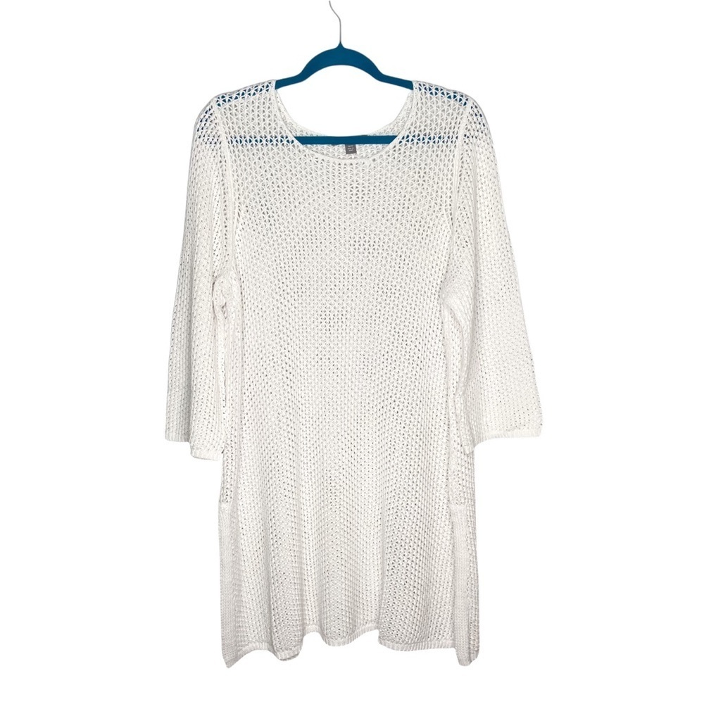NWOT Jessica London Sweater Dress Tunic White Open Knit Size 18/20